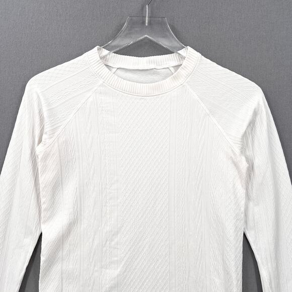 LULULEMON Rest Less Pullover Top Womens 4 White Long Sleeve Crew Neck Cable - Picture 3 of 13